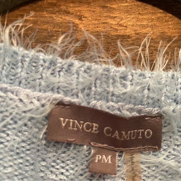 Vince Camuto Light Blue Fuzzy Crew Neck Sweater - Picture 2 of 8